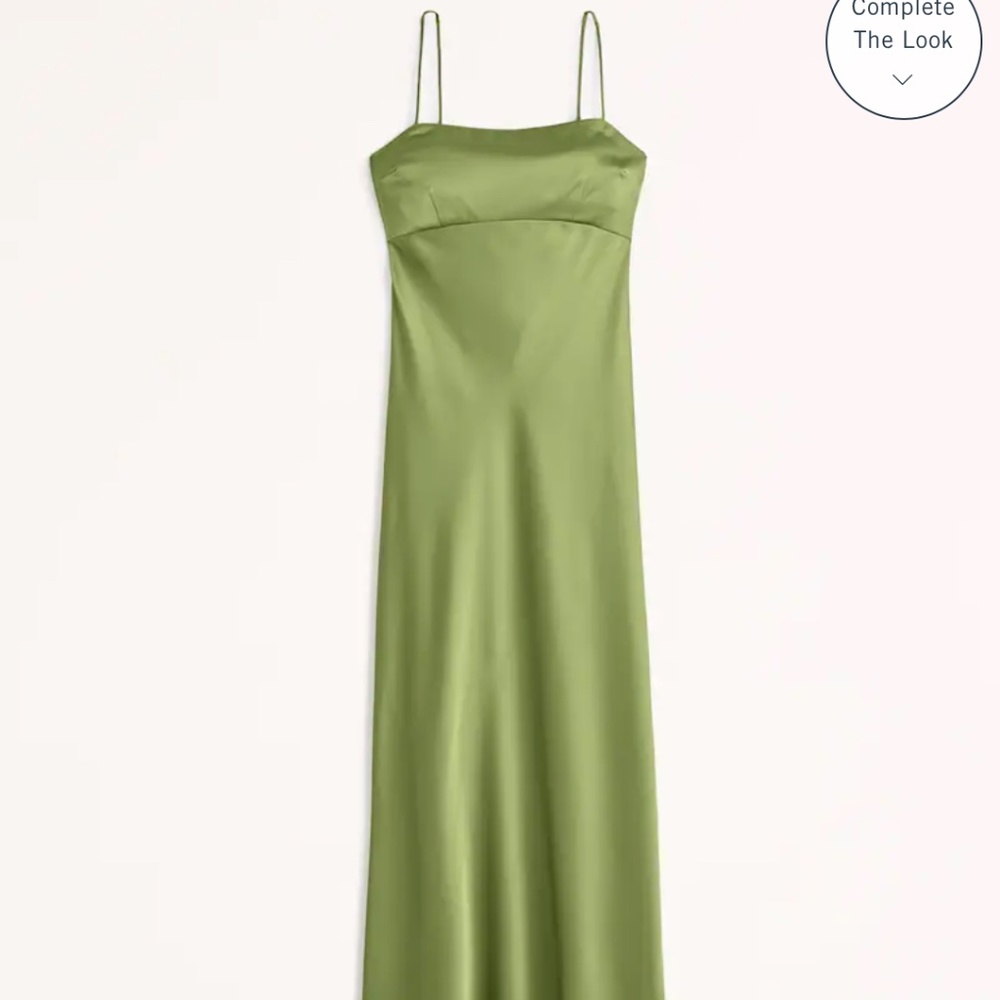 Satin Cowl Back Slip Midi Dress Green